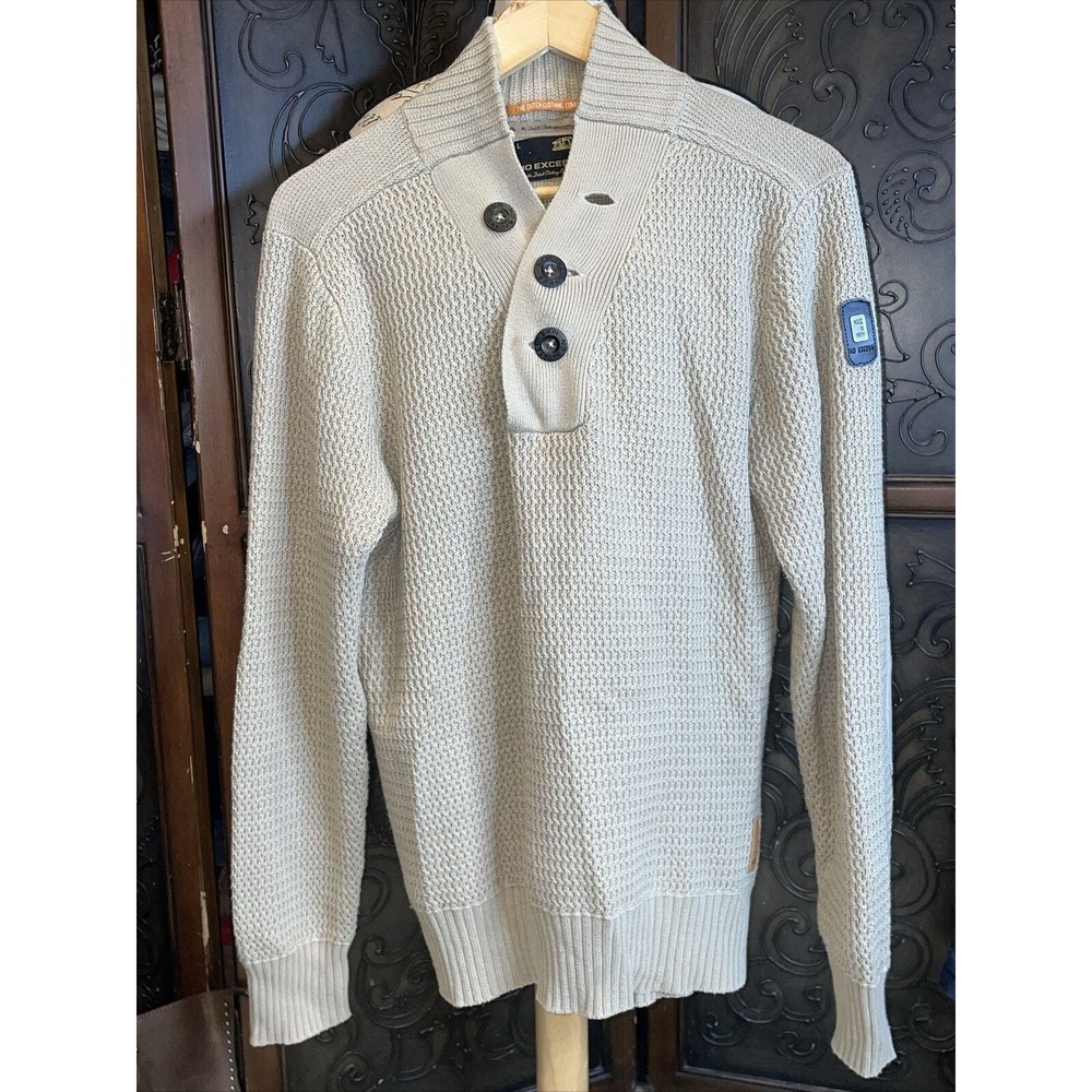 No Excess Dutch Clothing Company Khaki Knit‎ Pull Over Sweater Men's Size L
